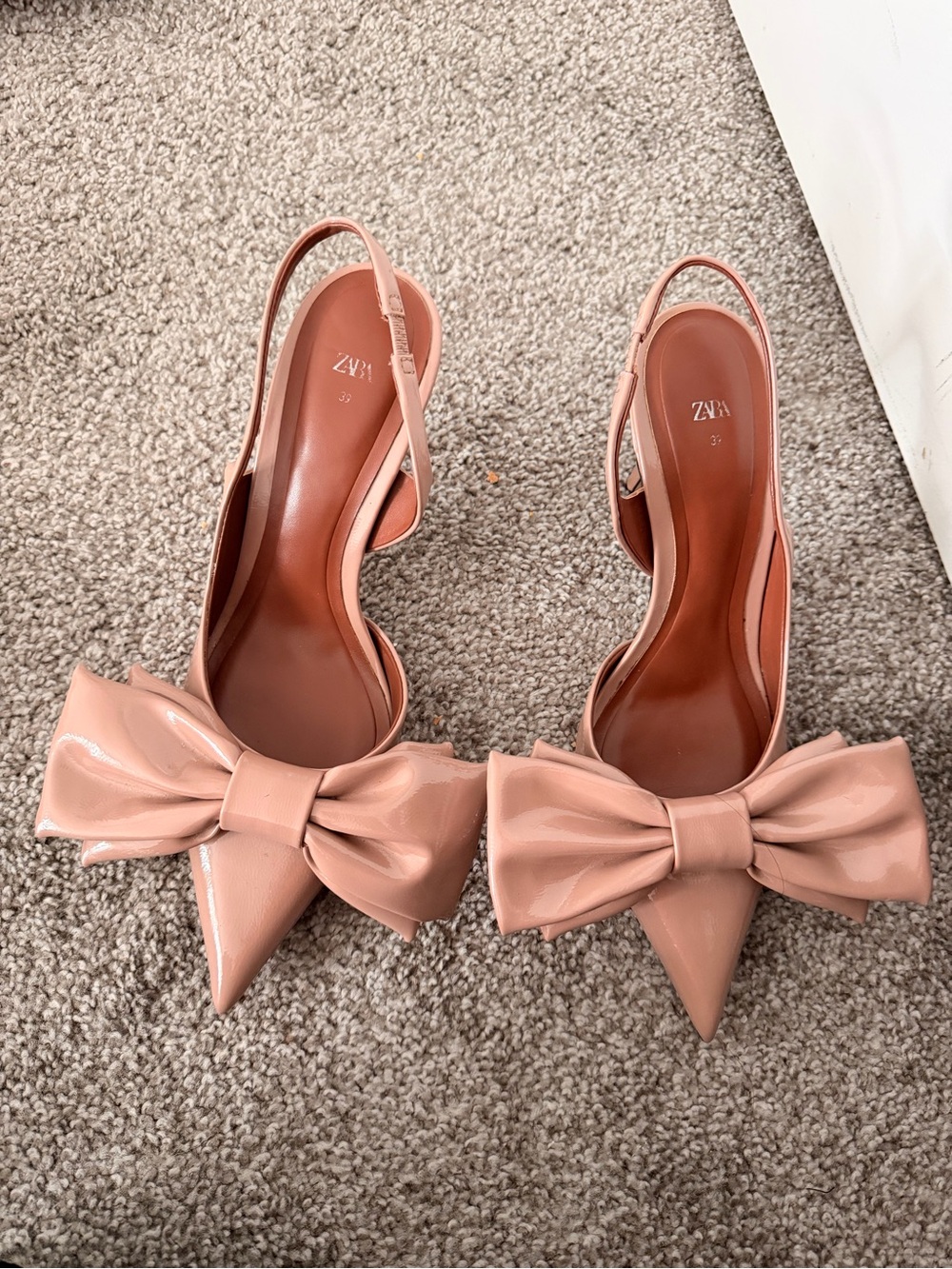 Zara Blush Bow Pointed-Toe Slingback Heels - Picture 2 of 4